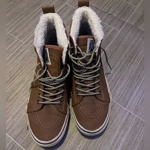 Vans Hana Beaman SK8-Hi Faux Fur Brown Leather Shoes Sneakers Men's Size 8.5​